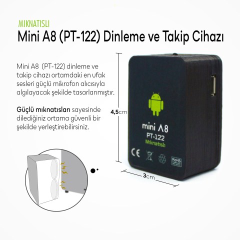 Mini A8 Mıknatıslı Kişi Takip & Dinleme Cihazı - Görsel 2